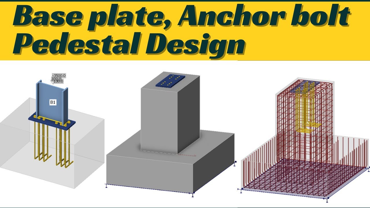 Design foundation of steel structure / base plate, anchor bolt concrete pedestal / IDEA StatiCa