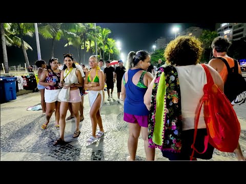 Night Walk in Copacabana Beach, Rio de Janeiro – Stunning Views & Relaxing Vibes 🌙🌊