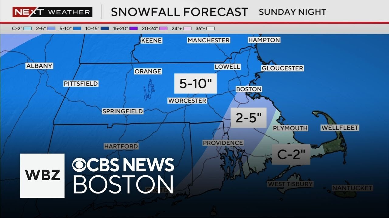 Holiday weekend snowstorm could leave several inches of snow across most of Massachusetts