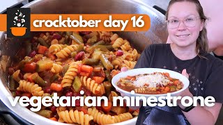 Crocktober Day 16: Vegetarian Minestrone | High-Protein, Low-Calorie Slow Cooker Soup