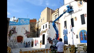 Pintura mural en Cubelles de la "festa major"