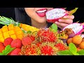 ASMR EATING COLORFUL FRUIT PLATTER TROPICAL EXOTIC FRUITS 먹방 Eating Sounds MUKBANG NO TALKING