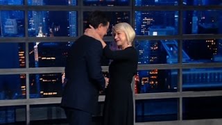 Helen Mirren stuns Colbert with surprise kiss
