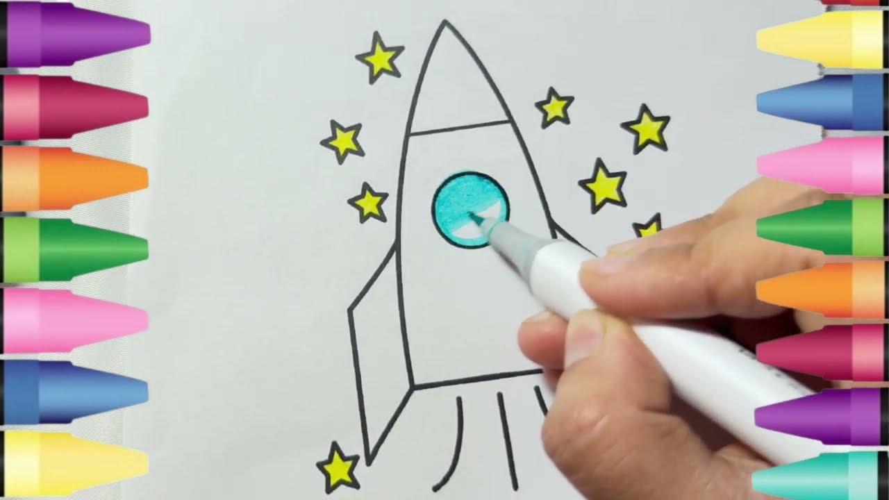 Lets color rocket coloring page