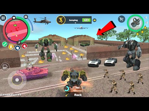 Rope Hero Vice Town - (Tank and BD 100 Machine Combine) Destroy Army Base Wall - Android Gameplay HD