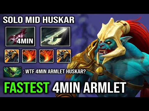 FASTEST 4MIN ARMLET Solo Mid Huskar 100% Aggressive Jump with Insane DPS Burning Spear EZ DotA 2