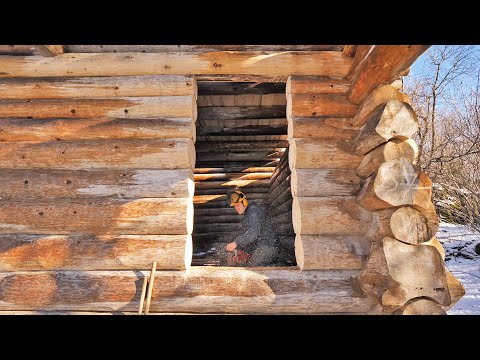 Building Off Grid Log Cabin - S 2 Ep 2 /  Cutting The Door