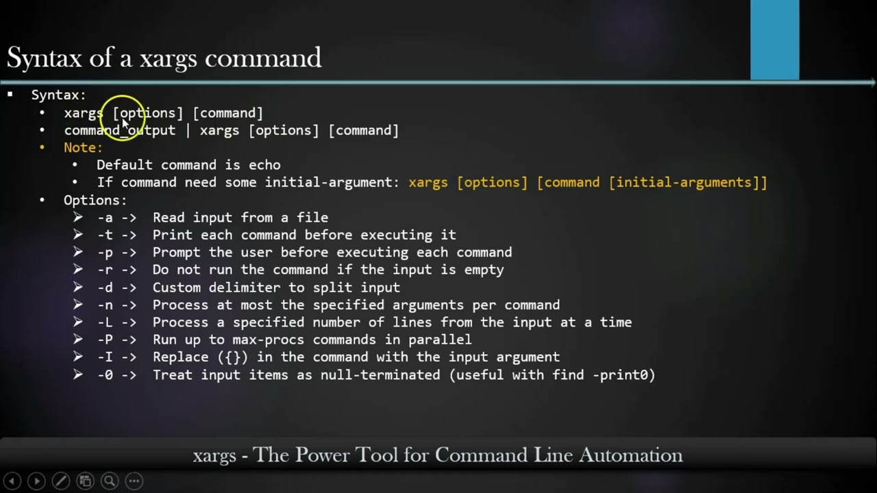 Video-2 |  Syntax and Options of Xargs Explanation with example
