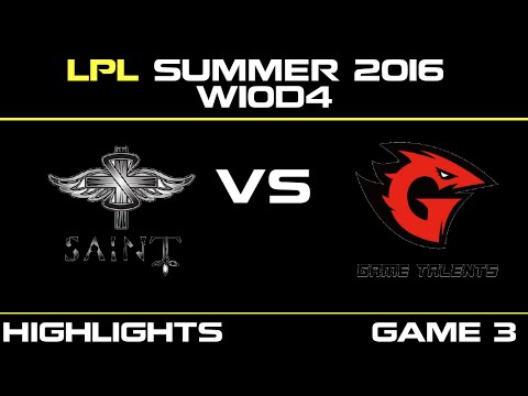 SAT vs GT Game 3 Highlights Tencent LPL Summer 2016 W10D4 Saint Gaming vs Game Talents   GT vs SAT