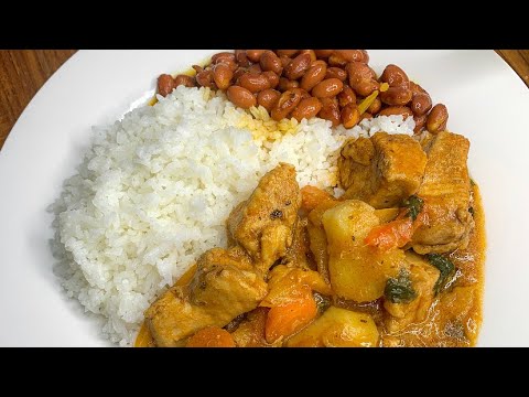 Lets Cook Dinner|| Spanish style Stewed Chicken & Potatoes|| Pink Beans|