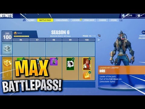 BUYING ALL 100 TIERS! Season 6 Battle Pass EVERY SKIN UNLOCKED!