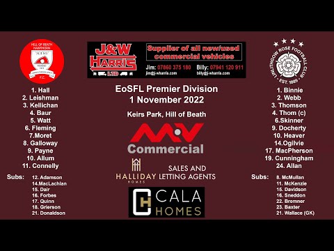 Hill of Beath Hawthorn v Linlithgow Rose – 1 November 2022