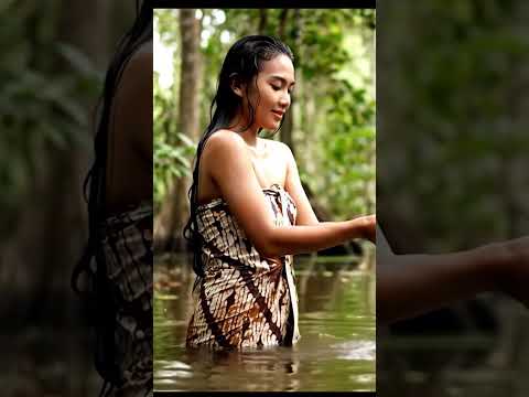 GEMINI VEO 3 | GADIS DESA MANDI DI SUNGAI, mengenakan sarung batik