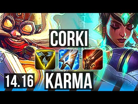 CORKI vs KARMA (MID) | Quadra, 67k DMG, 7 solo kills, 18/6/13, Dominating | EUW Master | 14.16