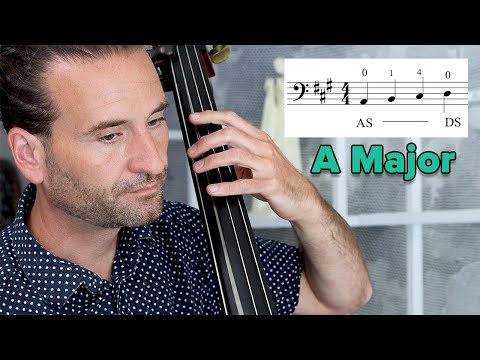 A major one octave scale for double bass