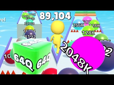Live : Jelly Run 2048 ( 64Q ) vs Push Harder 3D | Ball Run Infinity Satisfying Gameplay