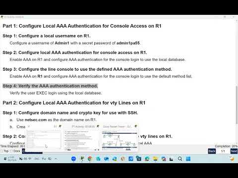 7.2.6 Packet Tracer - Configure Local AAA for Console and VTY Access