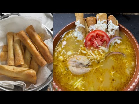 Consomé De Pollo y Tacos Dorados  Receta Estilo Guerrero FÁCIL y DELICIOSA!