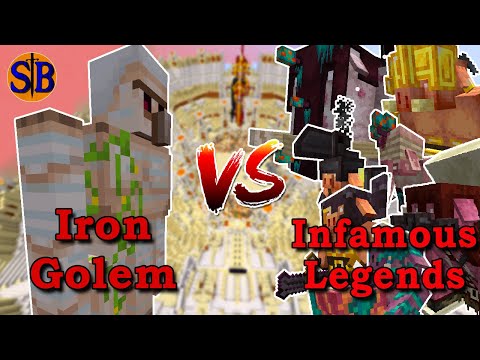 Sathariel Battle - Iron Golem vs Infamous Legends Piglins | Minecraft Mob Battle