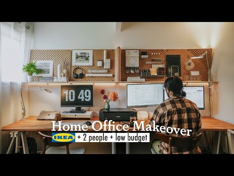 IKEA 꿀팁으로 저예산으로 홈 오피스를 변신시키세요! 2명이서 쓰는 사무실