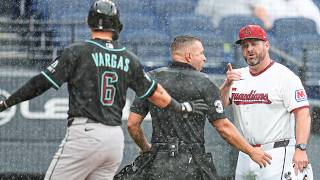 Benches clear in the 6th inning of the D-backs-Guardians game in Cleveland
