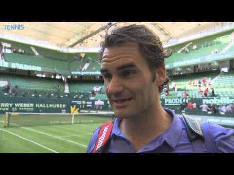 Federer Reflects on Tight 1st Round Win - Halle 2015