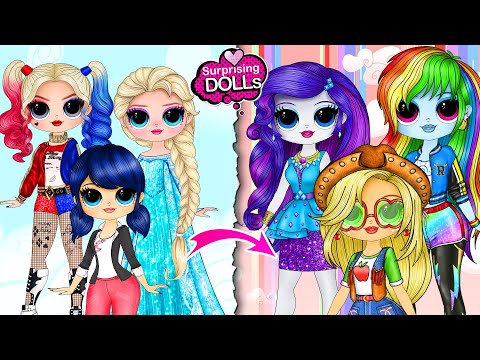 Ladybug, Harley Quinn, Elsa, Wednesday cosplay My Little Pony - DIY Arts & Paper Dolls Dress up