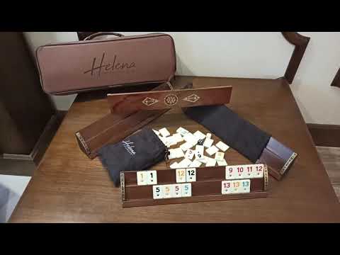 Mosaic Inlaid Wooden Straight Rummikub Game Set | Rosewood