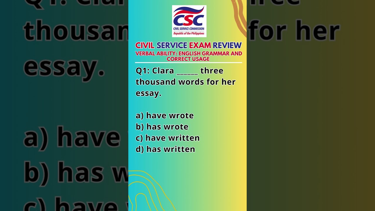 Civil Service Exam 2026 Review (Prof & Subprof)- Verbal Ability: English Grammar & Correct Usage