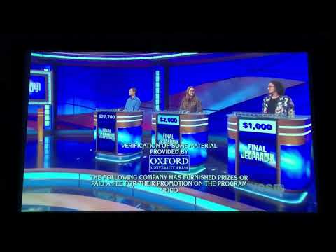 Jeopardy short end credits, Garrett Marcotte Day 2 (10/6/20)