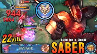 Download lagu Finally 400  Stars!! Saber SAVAGE with 22 Kills!! - Build Top 1 Global Saber ~ MLBB mp3