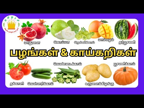 பழங்கள் & காய்கறிகளின் பெயர்கள்🍎🍌🥕 - Learn Fruit and Vegetables Names in Tamil for Kids | Tamilarasi