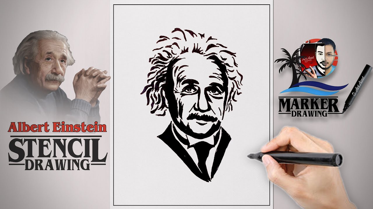 How To Draw Albert Einstein - Theoretical physicist (Stencil Art)