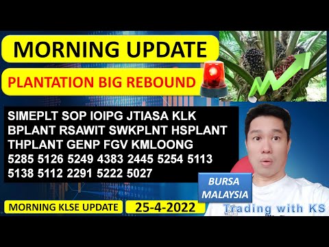 Morning KLSE BURSA Update - 25-4-2022 💥PLANTATION BIG REBOUND💥 SIMEPLT SOP IOIPG JTIASA KLK BPLANT