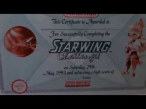 Starwing / Starfox Challenge Compertition Certificate Snes Super Nintendo
