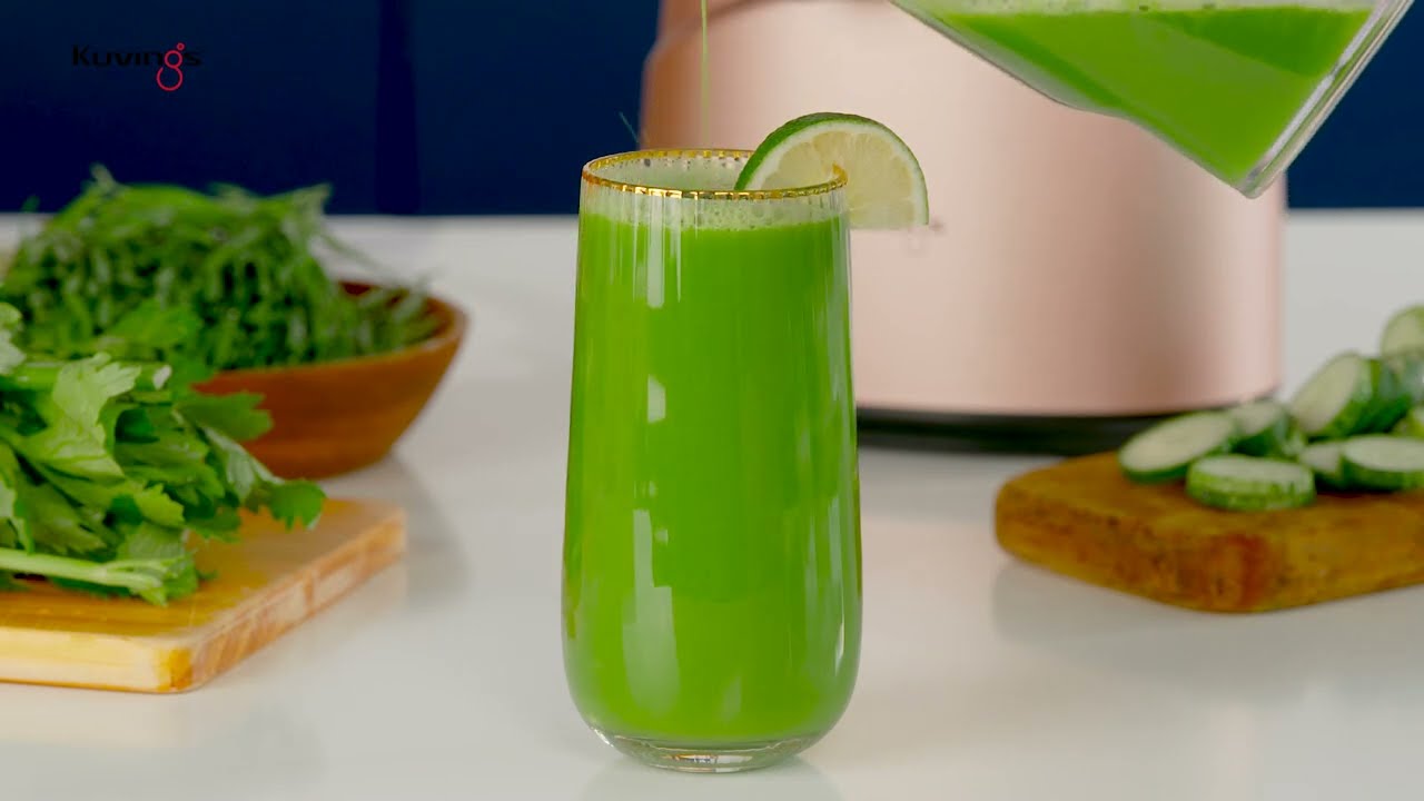 RECIPE "Nước ép hỗn hợp Cỏ lúa mì Cần tây & Dưa leo" cùng máy ép chậm Kuvings NS-924CBC2 [C9000]