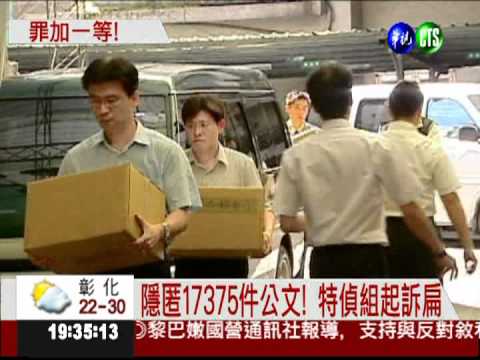 隱匿公文17375件! 特偵組起訴扁