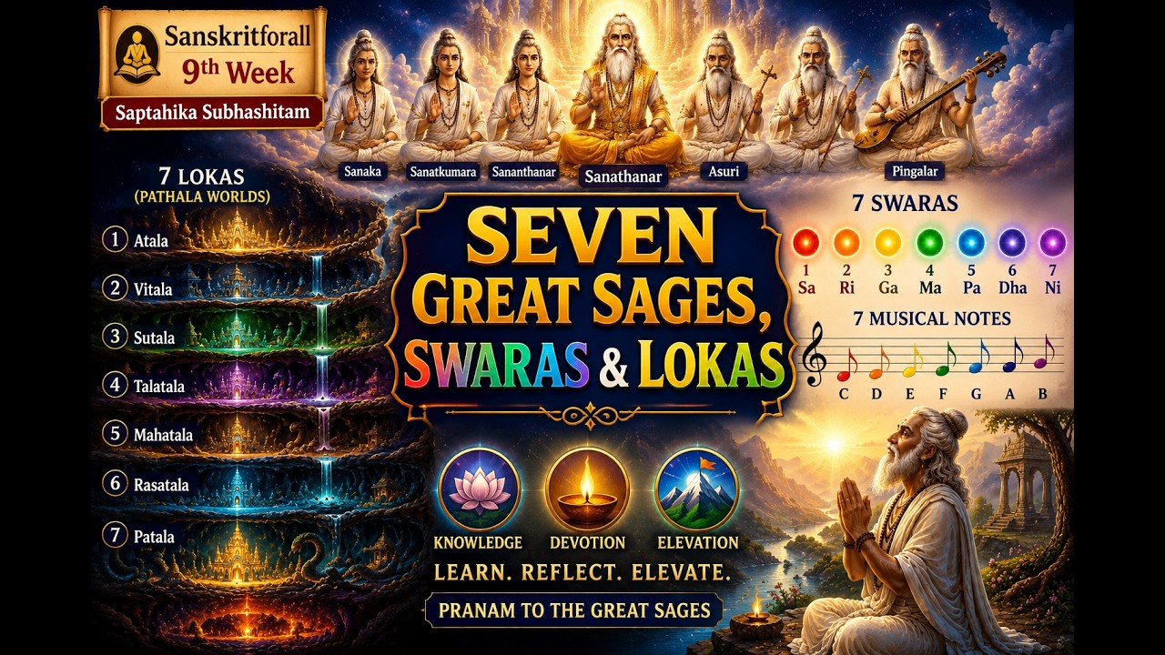 Sanskritforall 9th Week Saptahika Subhashitam Seven Great Sages,Swaras & Lokas