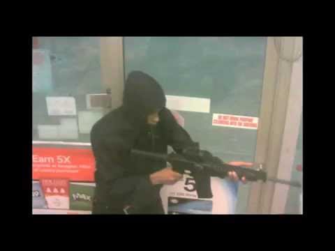 Security video of an armed robbery