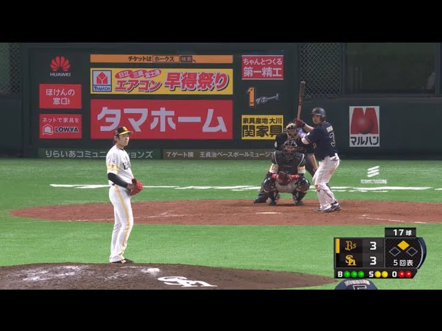 【5回表】バファローズ・小谷野 今日2本目のタイムリーは勝ち越し打!! 2017/4/15 H-Bs