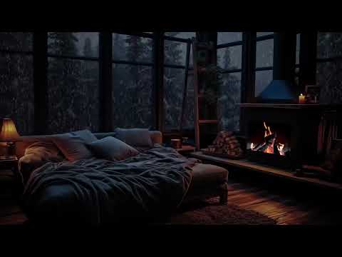 Snowstorm, Breathtaking View, Crackling Fire & Cats - Winter Ambience for Sleep, Relax or Study