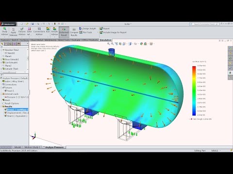 Solidworks Simulation tutorial | Analyze Tank Pressure in Solidworks