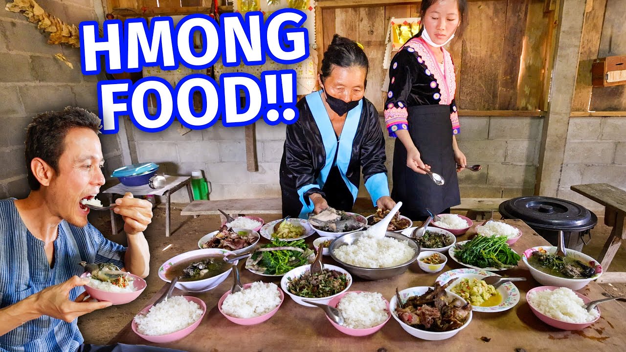 Ultimate HMONG HILL TRIBE FOOD! Green Taro Stems + Roasted Duck at Shaman s House!