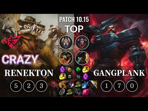 RW Crazy Renekton vs Gangplank Top - KR Patch 10.15