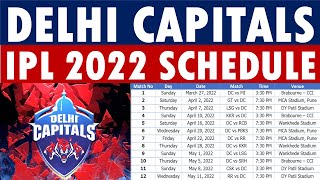 Delhi Capitals IPL 2022 Schedule, Full Time Table, Timings, Dates, Venues details.