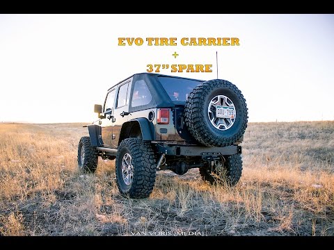JEEP BUILD: EVO TIRE CARRIER+37" SPARE Install/Review