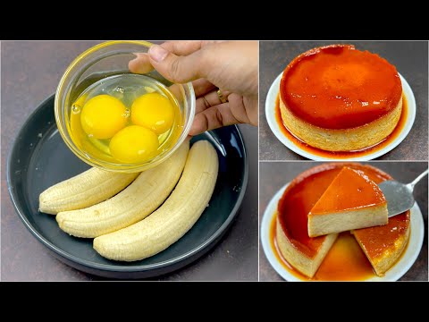 কলা আর ডিম দিয়ে চুলায় তৈরি ক্যারামেল পুডিং | Banana Pudding Recipe | Ramadan Dessert Recipe pudding