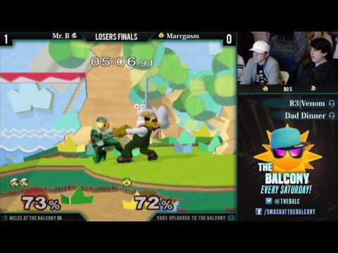 Melee @ the Balcony 86 - Losers Finals ft. Mr. B (Luigi) VS Marrgasm (Sheik)