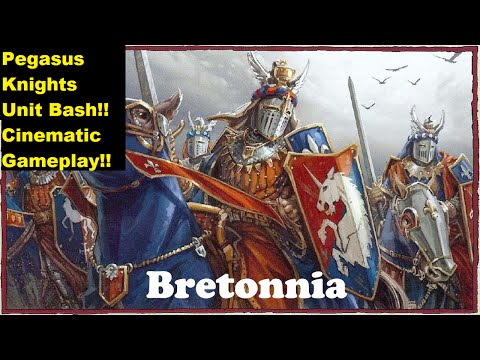 Bretonnia!! UNIT BASH!! Pegasus knights vs plebs cinematic gameplay!! Total War Warhammer!!
