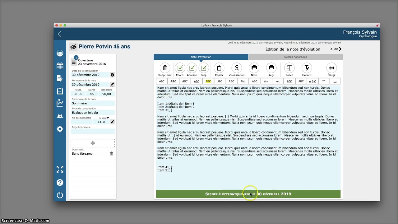 LePsy v4 - Gestion des notes d'évolution